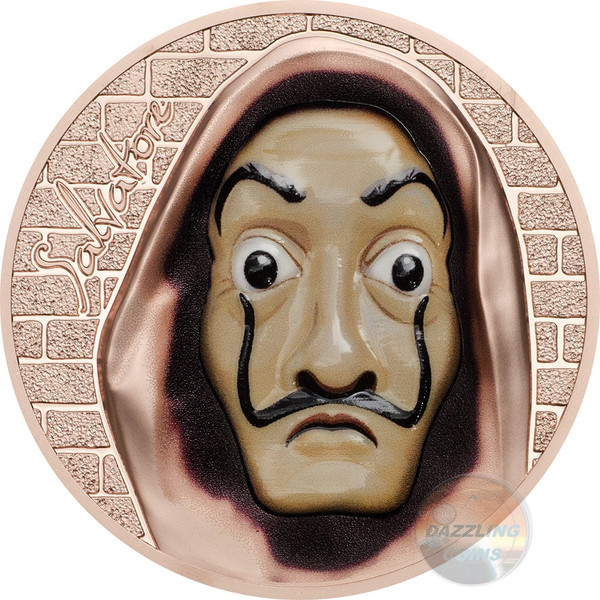 SALVATORE Dali Money Heist 1 Oz Silver Coin 5$ Cook Islands 2018