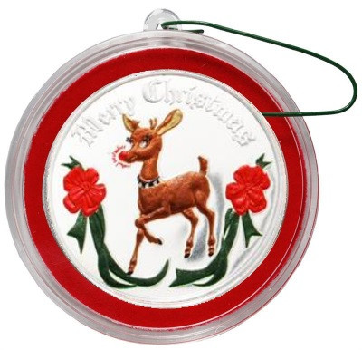 2018 RUDOLPH Color 1 oz Fine Silver Christmas Round
