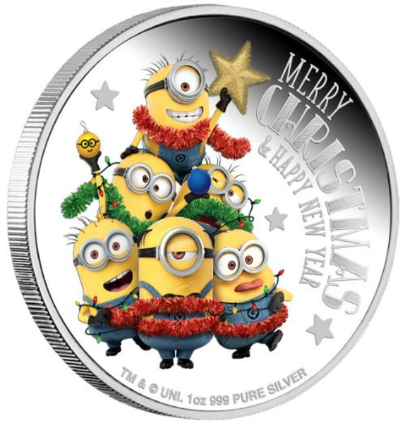 MINION MADE Season Greetings 1 Oz Silver Coin 2$ Niue 2018 MINION MADE Season Greetings 1 Oz Silver Coin 2$ Niue 2018