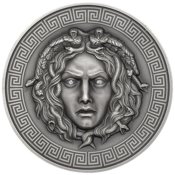 MEDUSA Diamond eyes Silver coin 3 oz AF 3000 FR Cameroon 2019