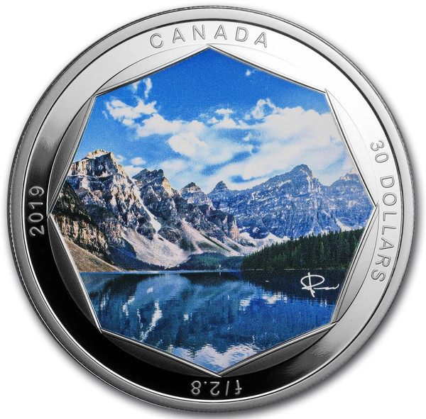 MORAINE LAKE Photo Peter McKinnon 2 Oz Silver Coin 30$ Canada 2019