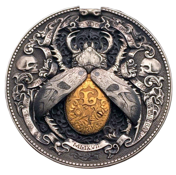 Roman Booteen's GOLD BUG – HOBO NICKEL with original Morgan Dollar & 1/10 OZ OF 22K Gold Roman Booteen's GOLD BUG – HOBO NICKEL with original Morgan Dollar & 1/10 OZ OF 22K Gold