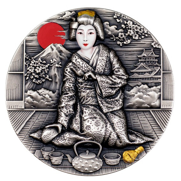GEISHA Japanese Culture 2 Oz Silver High Relief Coin $2 Niue 2019 GEISHA Japanese Culture 2 Oz Silver High Relief Coin $2 Niue 2019