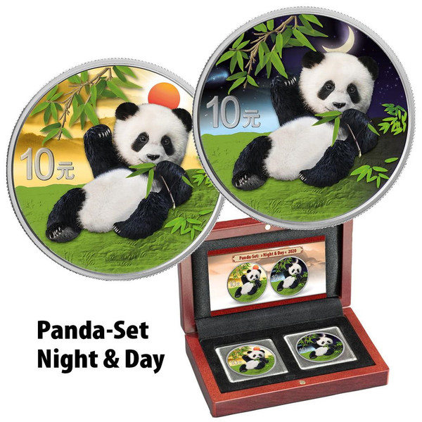PANDA Day & Night 2 x 30 g Silver Color Coin set China 2020