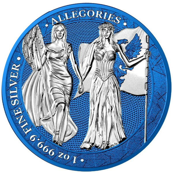 GERMANIA & COLUMBIA 2019 – The Allegories Space Blue 5 Mark 1 oz Silver Coin GERMANIA & COLUMBIA 2019 – The Allegories Space Blue 5 Mark 1 oz Silver Coin