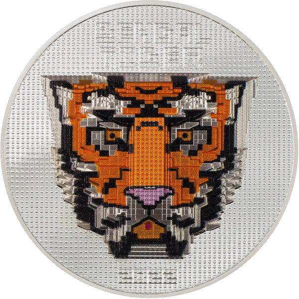 BENGAL TIGER Beloved Building Blocks 5 oz. Silver Coin $20 Palau 2022