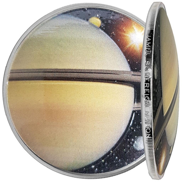 SATURN Solar System 1 oz Silver Proof Dome shaped Color Coin 2022