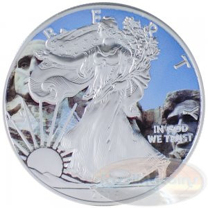 2014 1 oz Silver American Eagle Color America`s Mount Rushmore