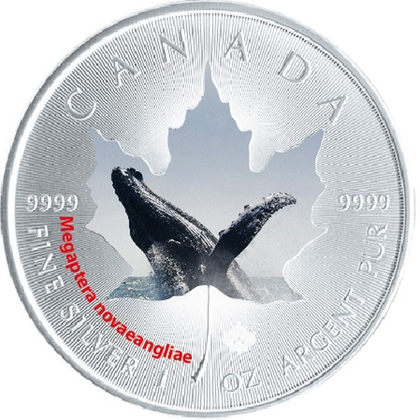 1 oz Maple Leaf Humpback Whale Theme ~ Silver .9999 $5 Canada 2015