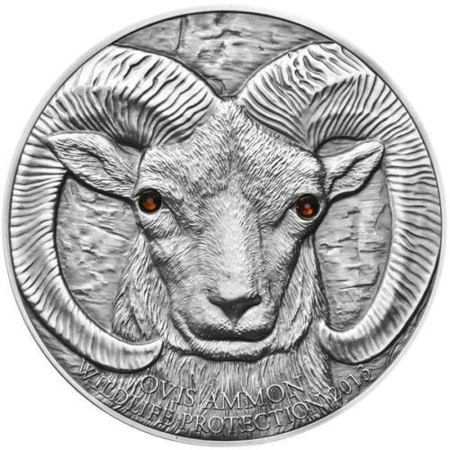 2013 Mongolia Silver 500 Togrog Argali Ovis Ammon SWAROVSKI®