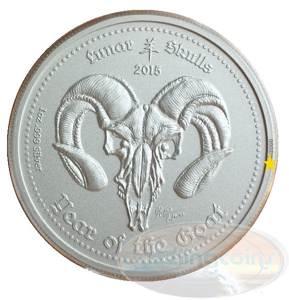 2015 GHANA "Lunar Skulls" Year of the Goat 1oz .999 Silver High Coin