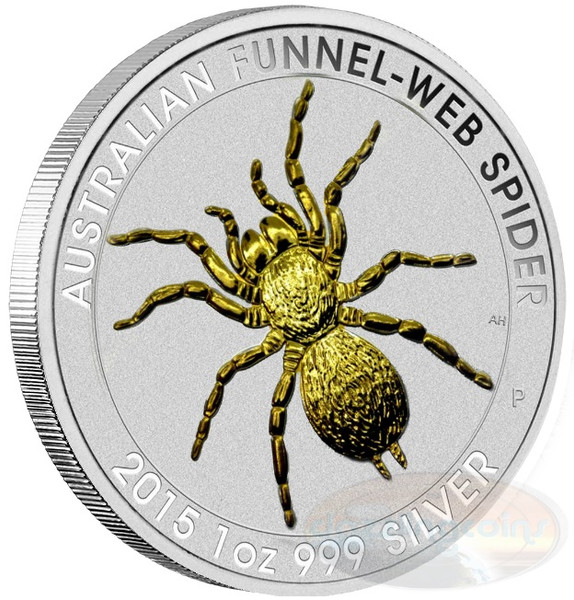 2015 1 oz. Aus Funnel-web Spider .999 Silver Gilded