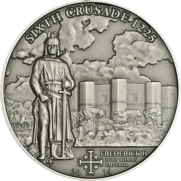 CRUSADE 6 Frederick II Silver Coin 5$ Cook Islands 2014