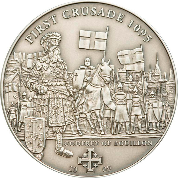 CRUSADE 1 Godfrey of Bouillon Silver Coin 5$ Cook Islands 2009