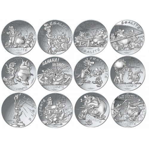 ASTERIX & OBELIX 12x 10 Euro Silver Coin set France 2015
