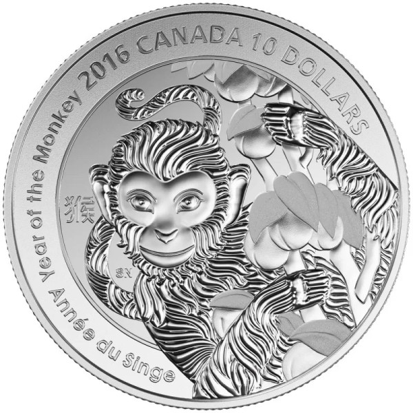 2016 $10 1/2 oz Fine Silver Coin - Year of the Monkey