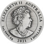  GUARDIAN LION DOUBLE PIXIU 2 oz Silver Antique Coin Australia 2021