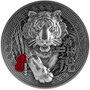 TIGER In The Forest  2 oz Silver Coin  Chad 2022