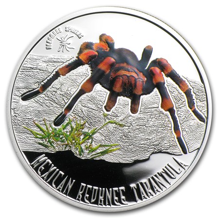 Mexican Redknee TARANTULA - 5$ Cook Island Silver Coin 2011