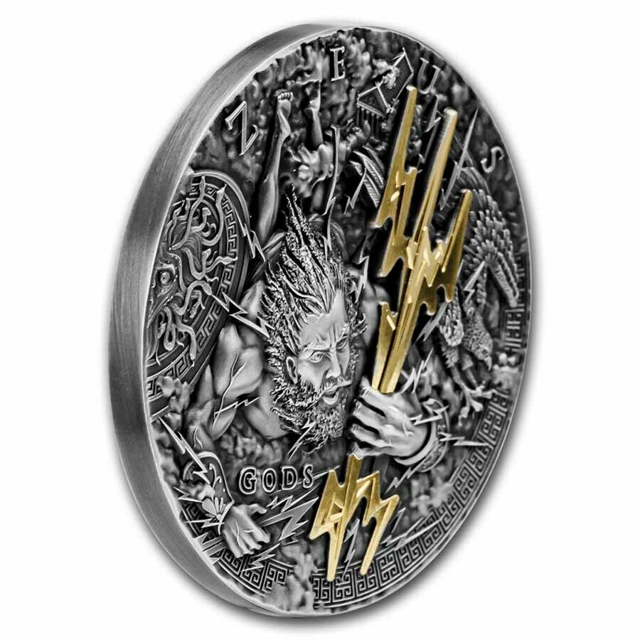 ZEUS King of the Gods 2 oz Silver High Relief Coin Niue 2021