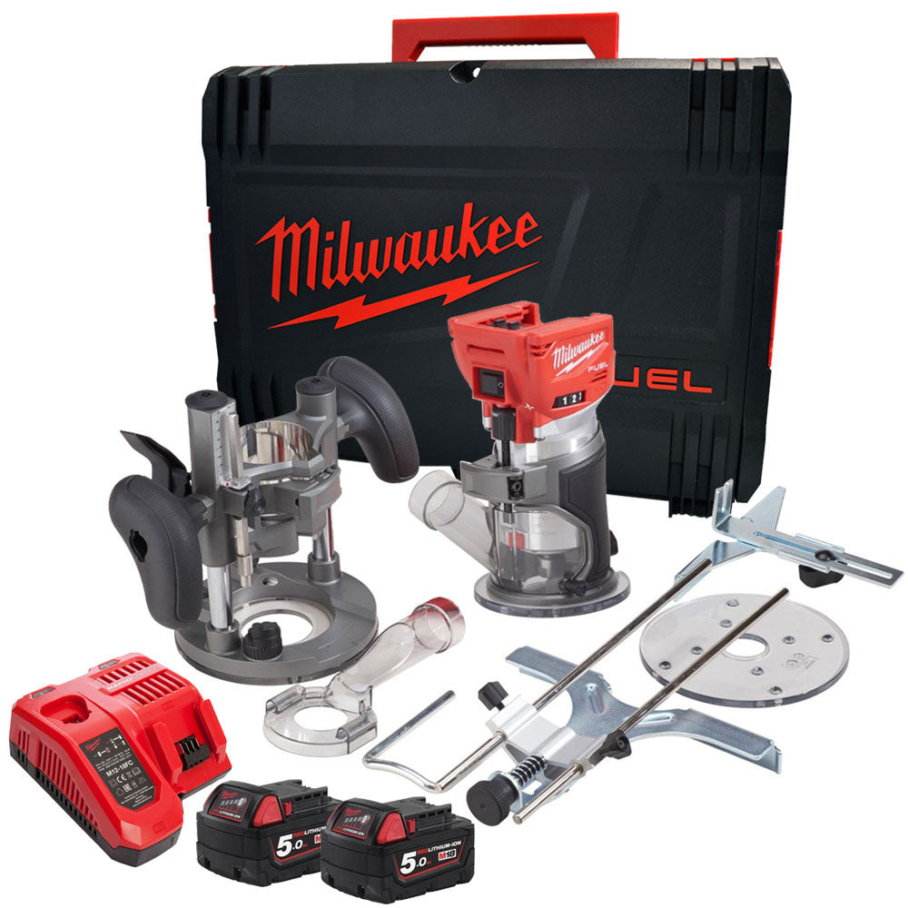 Milwaukee M18FTR-0 18V Brushless Trim Router 2 x 5.0Ah Batteries ...