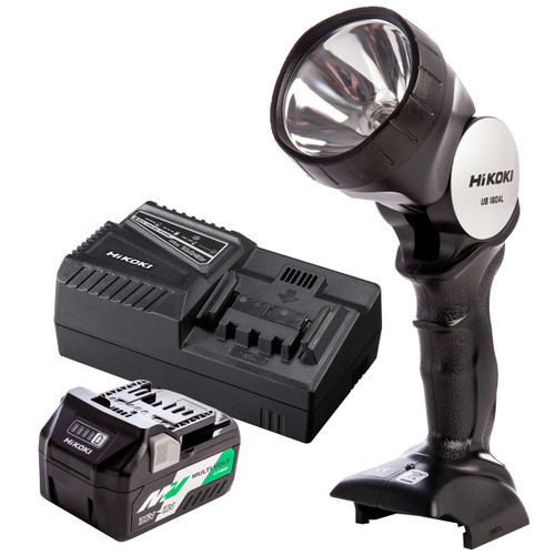 HiKOKI UB18DAL 18V Angled Head Torch with 1 x 2.5Ah/5.0Ah Battery & Charger - MonkeyTools