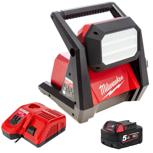 Milwaukee M18HOAL-0 18V High Output Area Light with 1 x 5.0Ah Battery & Charger - MonkeyTools