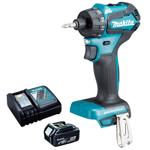 Makita DDF083Z 18V Brushless 1/4" Drill Driver with 1 x 5.0Ah Battery & Charger - MonkeyTools