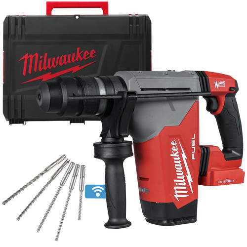 Milwaukee 18V M18ONEFHPX-0X Fuel Brushless SDS Plus Hammer Drill with 5 Piece Drill Bit Set - MonkeyTools Milwaukee 18V M18ONEFHPX-0X Fuel Brushless SDS Plus Hammer Drill with 5 Piece Drill Bit Set - MonkeyTools