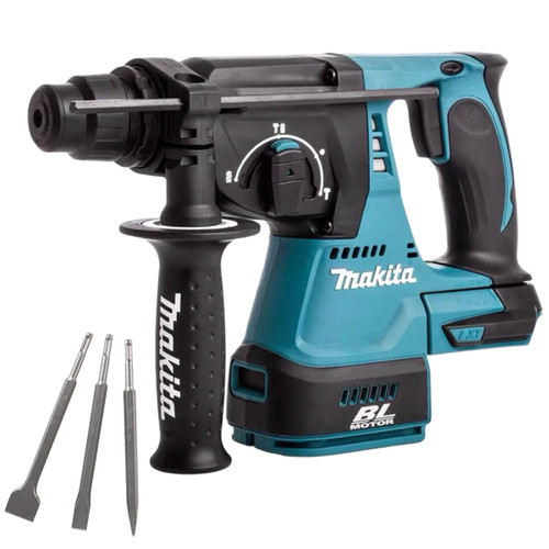Makita DHR242Z 18V Brushless SDS+ Rotary Hammer Drill with 3 Piece Chisel - MonkeyTools