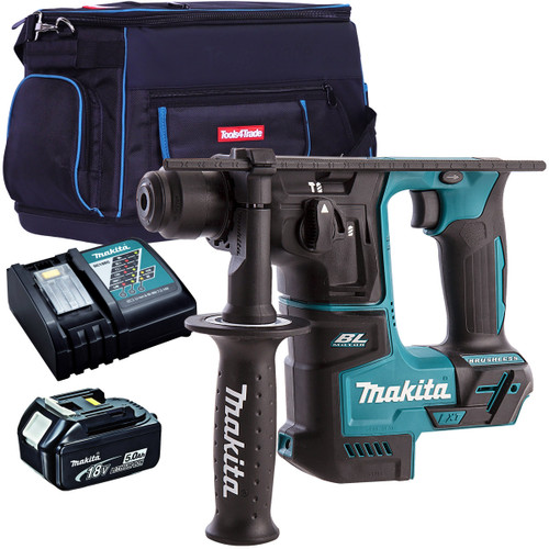 Makita DHR171Z 18V Brushless Rotary Hammer Drill with 1 x 5.0Ah Battery Charger & Tool Bag - MonkeyTools