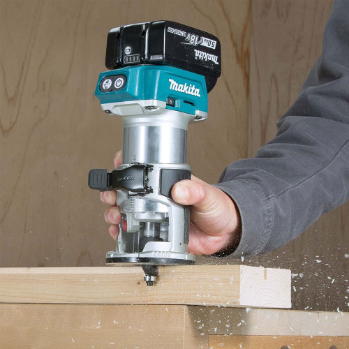 Makita DRT50Z 18V Brushless Router Trimmer With Plunge Router Base & Dust Nozzle Set - MonkeyTools