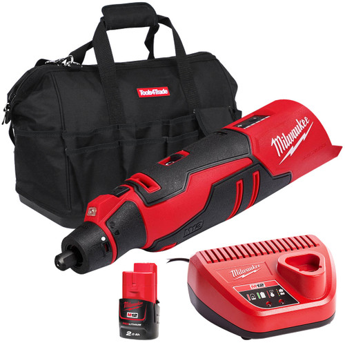 Milwaukee M12BLROT-0 12V Brushless Rotary Tool with 1 x 2.0Ah Battery Charger & Bag - MonkeyTools Milwaukee M12BLROT-0 12V Brushless Rotary Tool with 1 x 2.0Ah Battery Charger & Bag - MonkeyTools