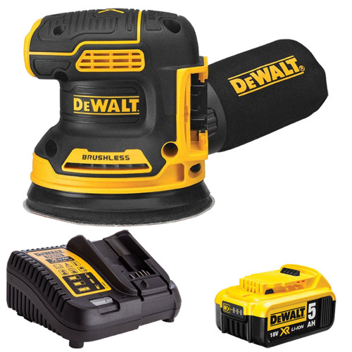 Dewalt DCW210N 18V Brushless 125mm Sander with 1 x 5.0Ah Battery & Charger - MonkeyTools