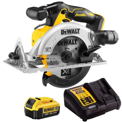 Dewalt DCS565N 18V 165mm Brushless Circular Saw with 1 x 4.0Ah Battery & Charger - MonkeyTools