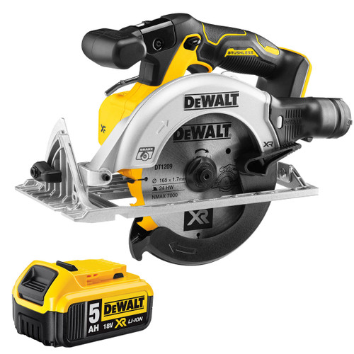 Dewalt DCS565N 18V 165mm Brushless Circular Saw with 1 x 5.0Ah Battery - MonkeyTools