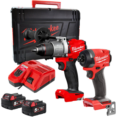 Milwaukee M18FPP2A3-502X 18V Fuel Combi Drill + Impact Driver with 2 x 5.0Ah Battery Charger & Case 4933480876 - MonkeyTools Milwaukee M18FPP2A3-502X 18V Fuel Combi Drill + Impact Driver with 2 x 5.0Ah Battery Charger & Case 4933480876 - MonkeyTools