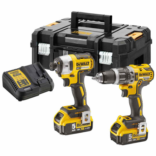 Dewalt DCK266P2T 18V XR Brushless Twin Pack With 2 x 5.0Ah Batteries & Charger In TSTAK Case - MonkeyTools