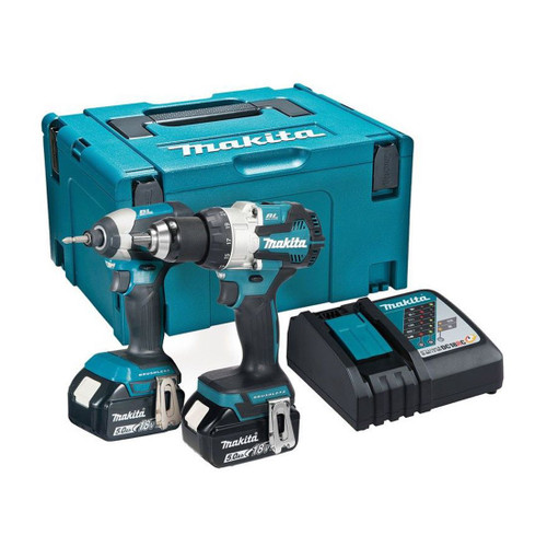 Makita DLX2507TJ 18V Brushless Twin Pack Combi Drill & Impact Driver With 2 x 5.0Ah Batteries Charger & Case - MonkeyTools