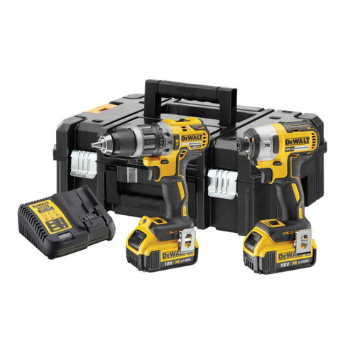 Dewalt DCK266M2T 18V Brushless Twin Kit with 2 x 4.0Ah Battery Charger & TSTAK Box - MonkeyTools