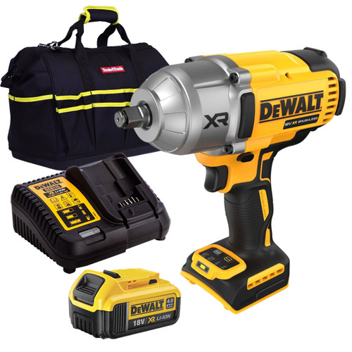 Dewalt DCF900N 18V XR Brushless 1/2” High Torque Impact Wrench Hog Ring with 1 x 4.0Ah Battery Charger & Bag - MonkeyTools