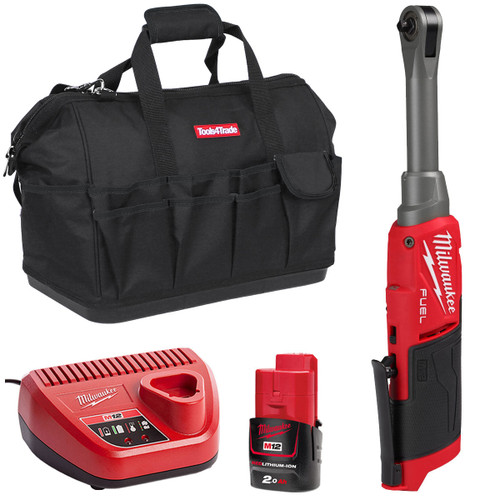 Milwaukee M12FHIR14LR-0 12V Brushless 1/4" Ratchet with 1 x 2.0Ah Battery & Charger in Bag - MonkeyTools Milwaukee M12FHIR14LR-0 12V Brushless 1/4" Ratchet with 1 x 2.0Ah Battery & Charger in Bag - MonkeyTools