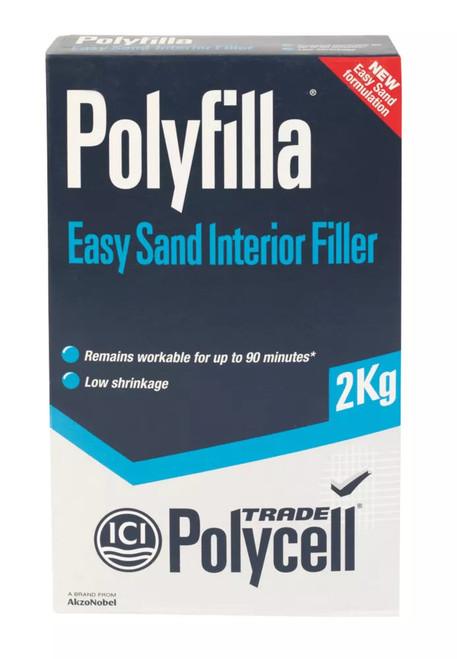 POLYCELL TRADE POLYFILLA EASY SAND INTERIOR FILLER WHITE 2KG - MonkeyTools