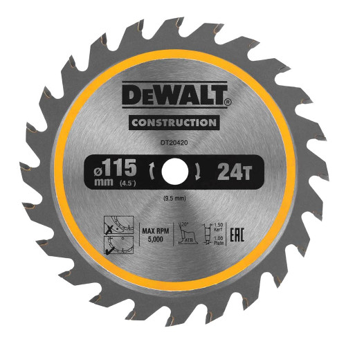 Dewalt 115mm 24T TCT Circular Saw Blade DT20420 - MonkeyTools