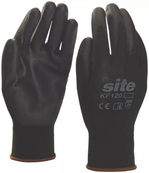 SITE PU PALM DIP GLOVES BLACK LARGE - MonkeyTools