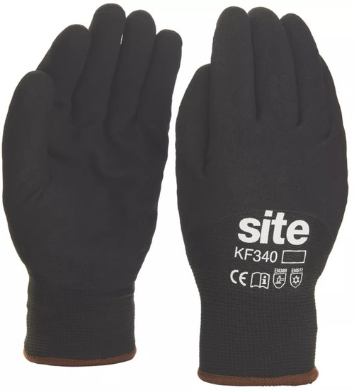 SITE THERMAL WINTER WORK GLOVES BLACK LARGE - MonkeyTools