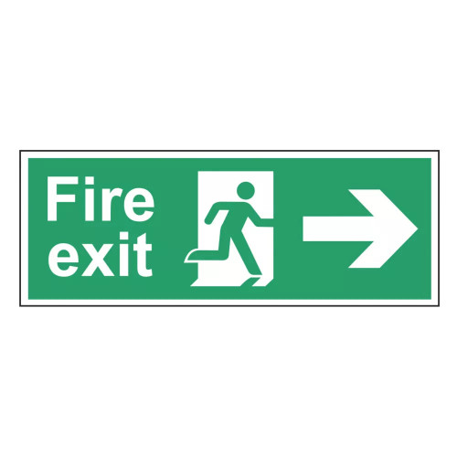 NON PHOTOLUMINESCENT "FIRE EXIT MAN RIGHT ARROW" SIGN 100MM X 400MM - MonkeyTools NON PHOTOLUMINESCENT "FIRE EXIT MAN RIGHT ARROW" SIGN 100MM X 400MM - MonkeyTools