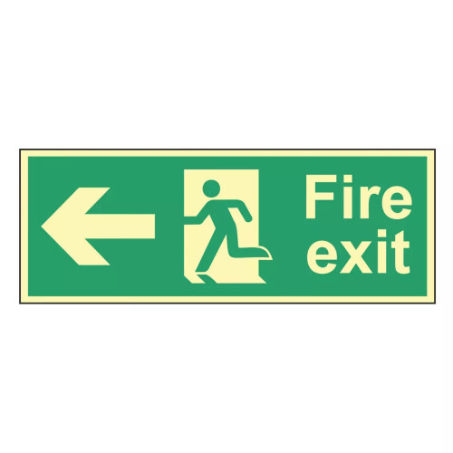 PHOTOLUMINESCENT "FIRE EXIT MAN LEFT ARROW" SIGN 150MM X 400MM - MonkeyTools PHOTOLUMINESCENT "FIRE EXIT MAN LEFT ARROW" SIGN 150MM X 400MM - MonkeyTools