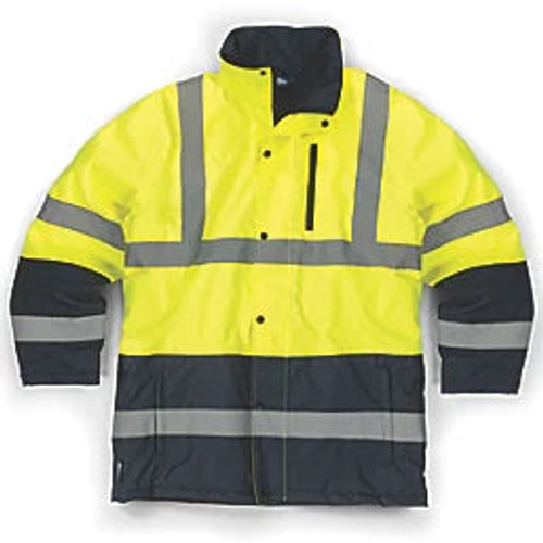 TOUGH GRIT HI-VIS WATERPROOF JACKET YELLOW / NAVY LARGE 54" CHEST - MonkeyTools TOUGH GRIT HI-VIS WATERPROOF JACKET YELLOW / NAVY LARGE 54" CHEST - MonkeyTools
