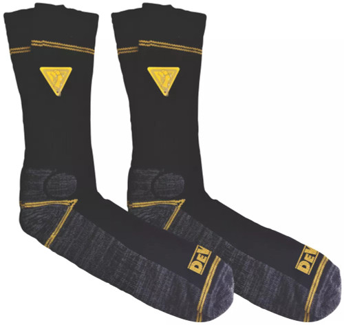 DEWALT PRO COMFORT WORK SOCKS BLACK / GREY / YELLOW SIZE 7-12 - MonkeyTools
